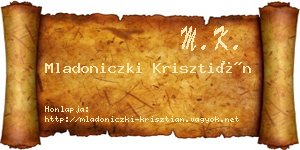 Mladoniczki Krisztián névjegykártya